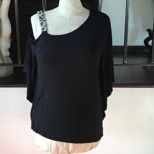 COPY - INC Embellished Black Top  L